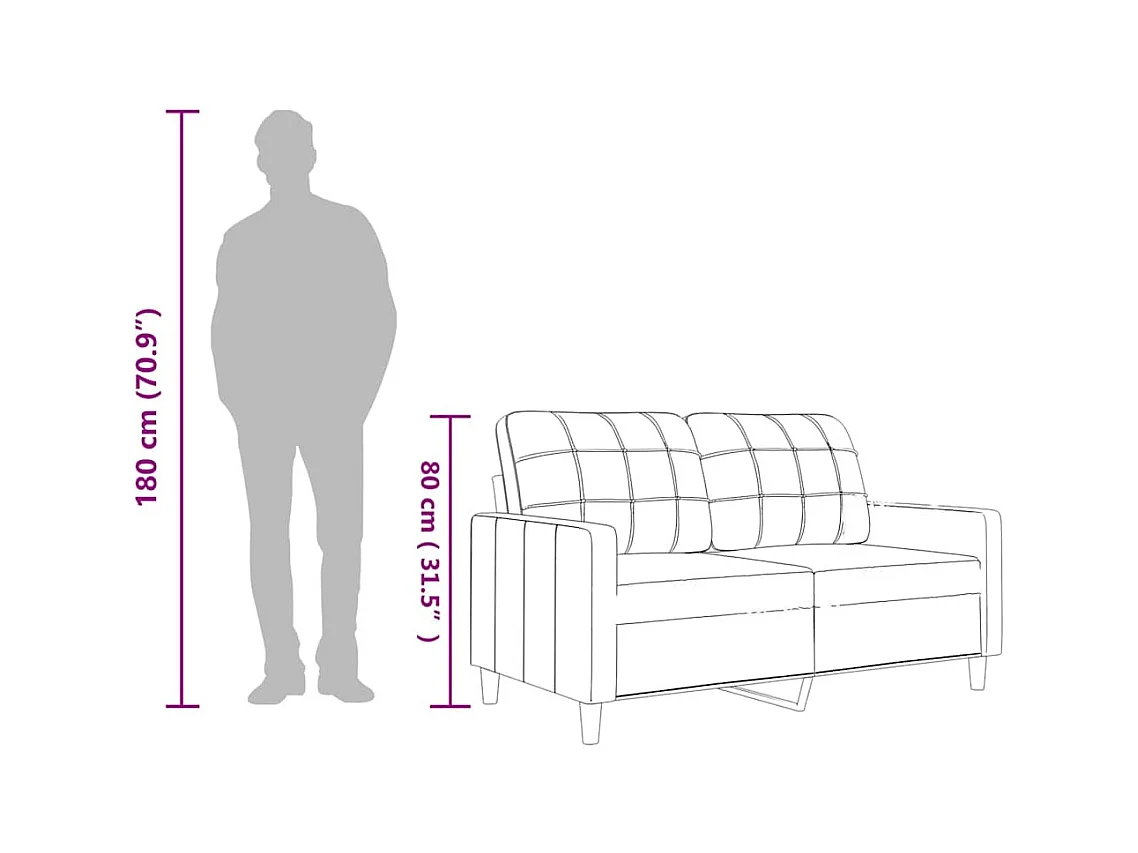 Kanapa 2-osobowa Cappuccino 120 cm Ze Skóry Ekologicznej Nowoczesna i Wygodna