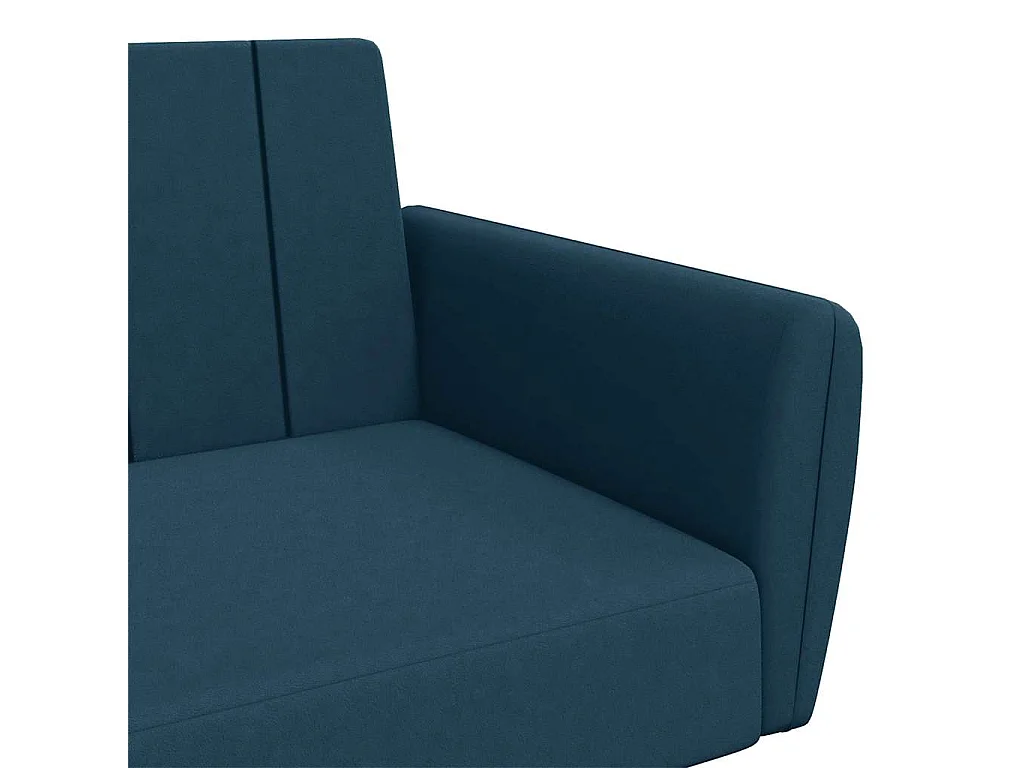 Canapé-lit à 2 places avec repose-pied bleu velours