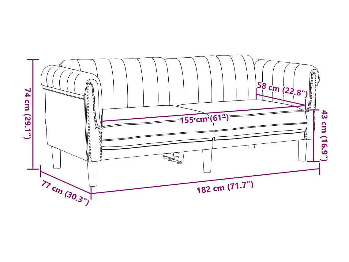 Ensemble de canapés 2 pcs marron velours