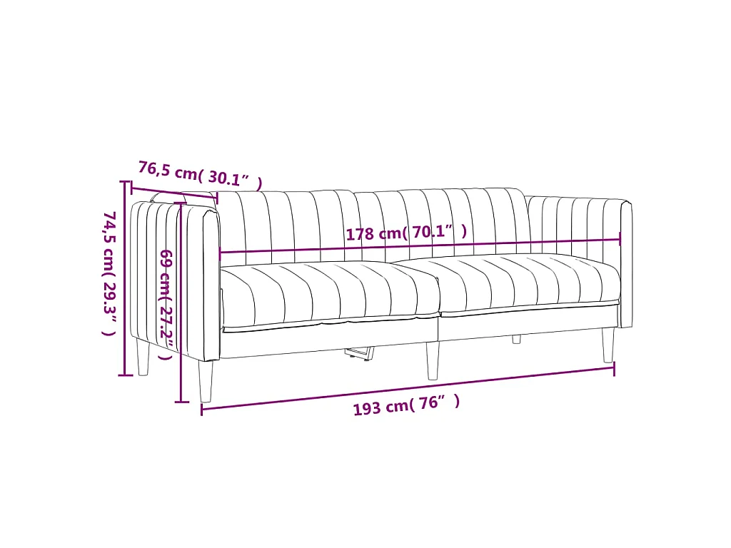 Ensemble de canapés 3 pcs bleu tissu