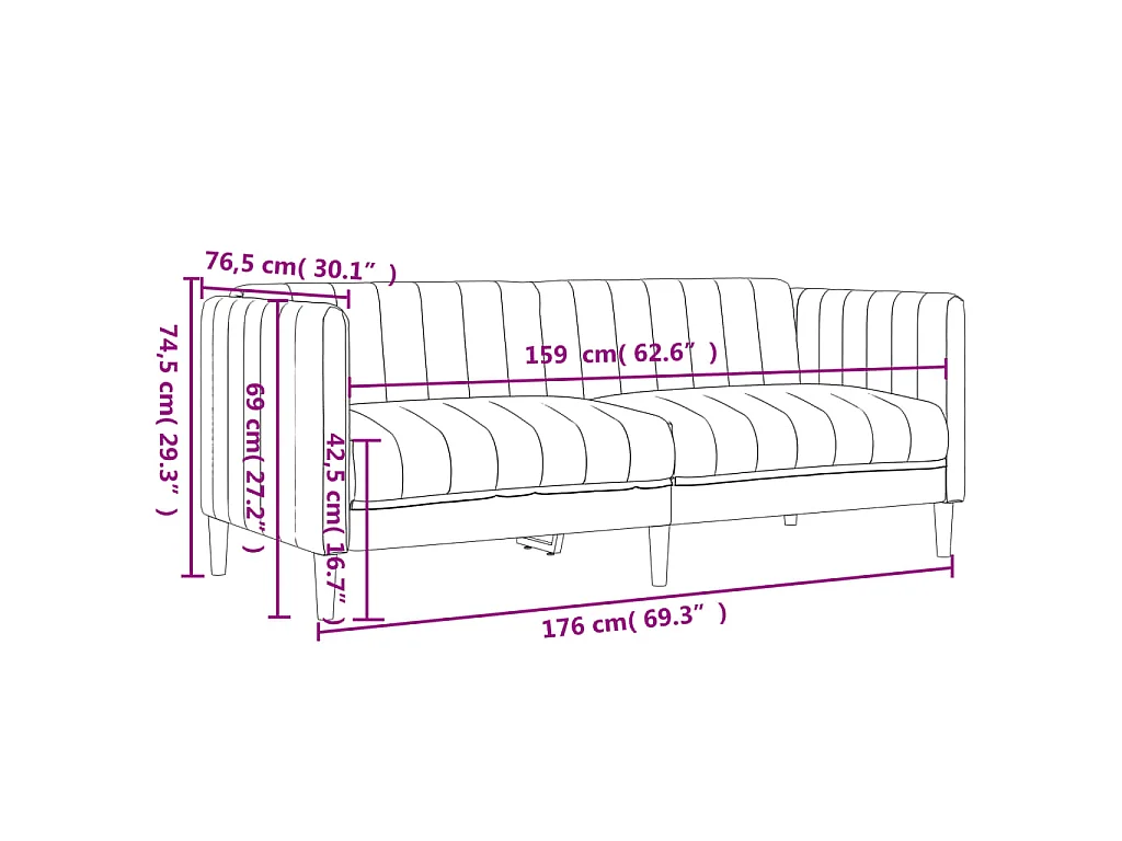 Ensemble de canapés 3 pcs bleu tissu
