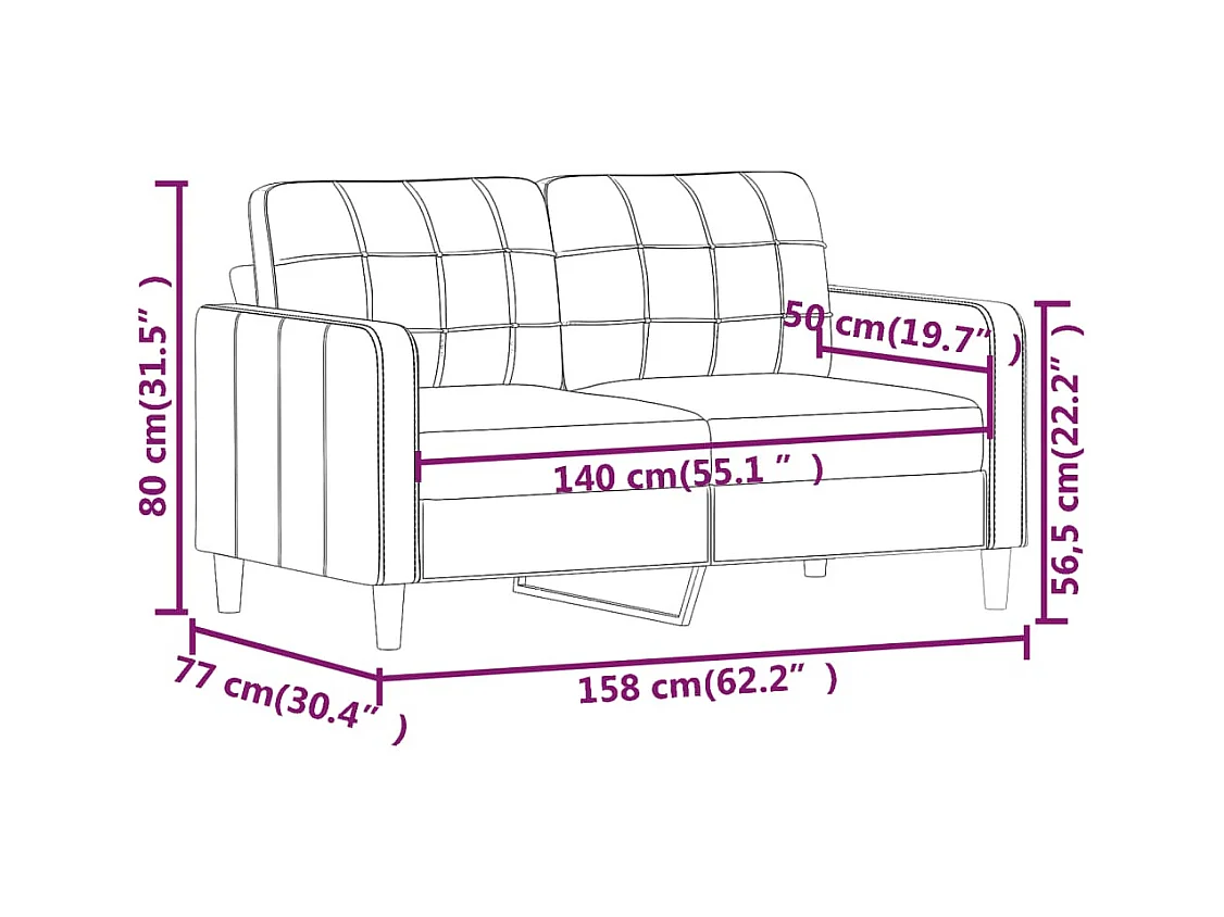 2-Sitzer-Sofa Weinrot 140 cm Stoff