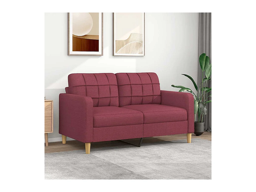 Canapé à 2 places Rouge bordeaux 140 cm Tissu