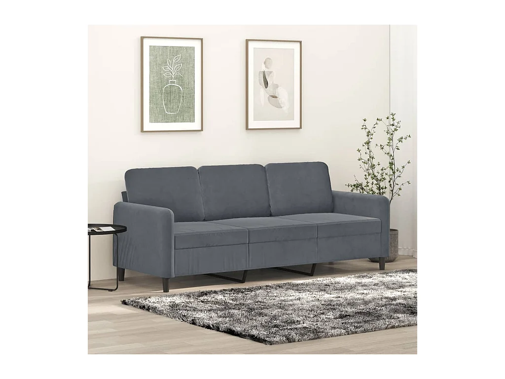 Canapé à 3 places Gris foncé 180 cm Velours