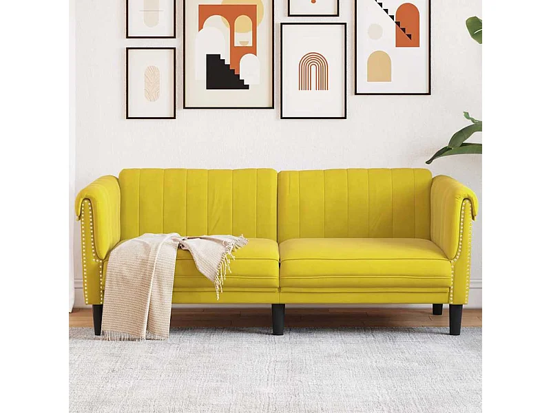 Canapé à 2 places jaune velours