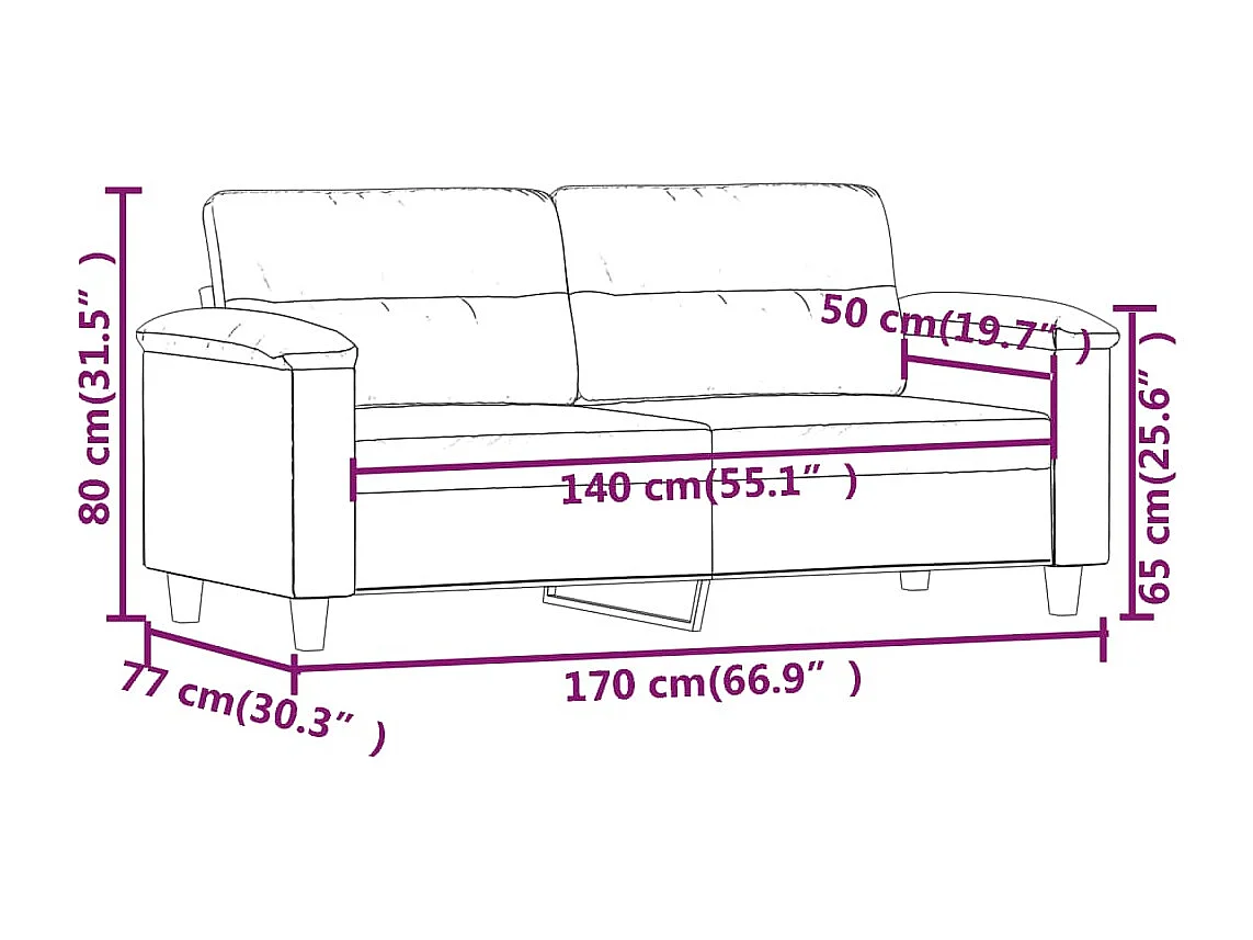 2-Sitzer-Sofa Cappuccino-Braun 140 cm Kunstleder