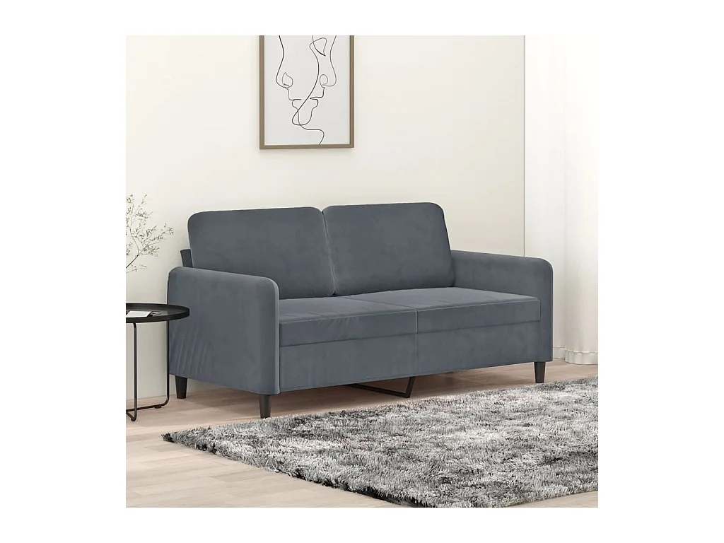 Canapé à 2 places Gris foncé 140 cm Velours