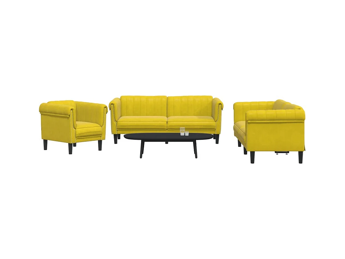 Ensemble de canapés 3 pcs jaune velours