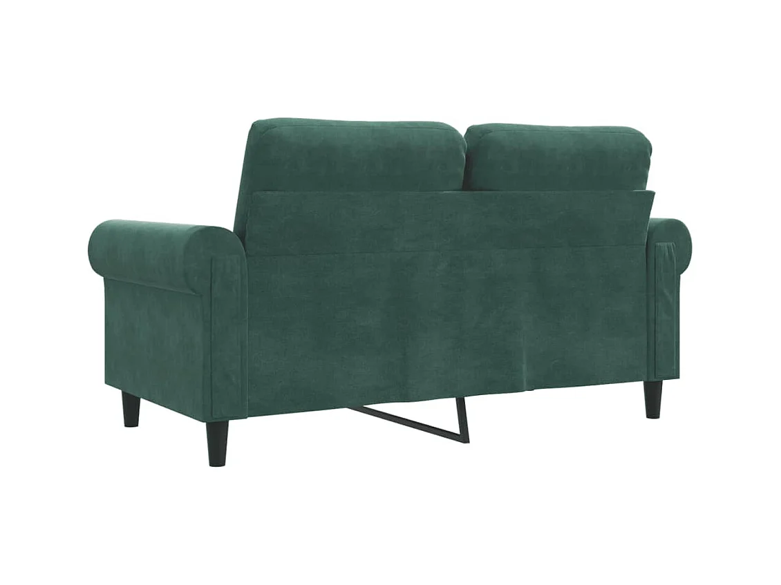 Divano a 2 Posti Verde Scuro 120 cm in Velluto