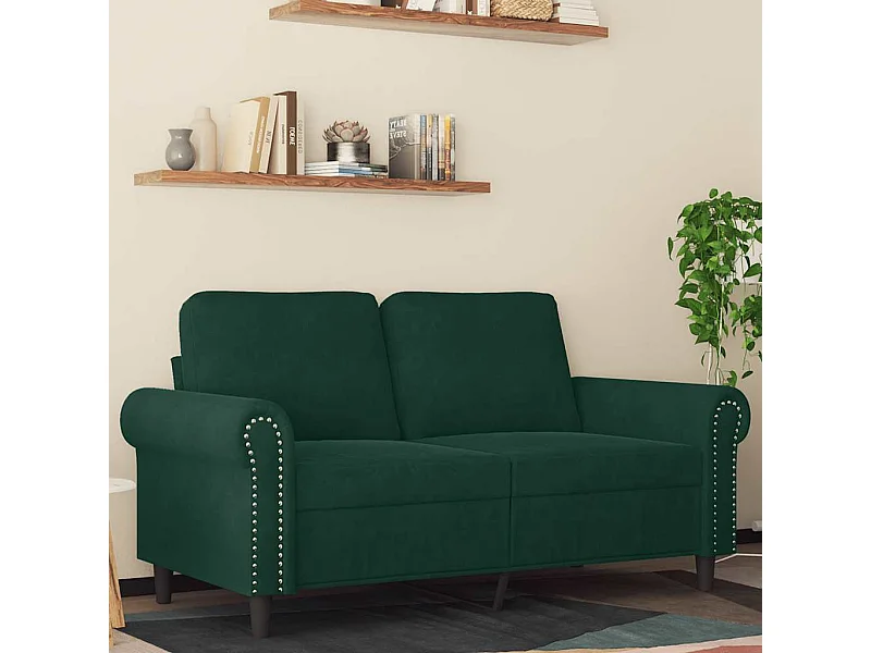 Canapé à 2 places Vert foncé 120 cm Velours