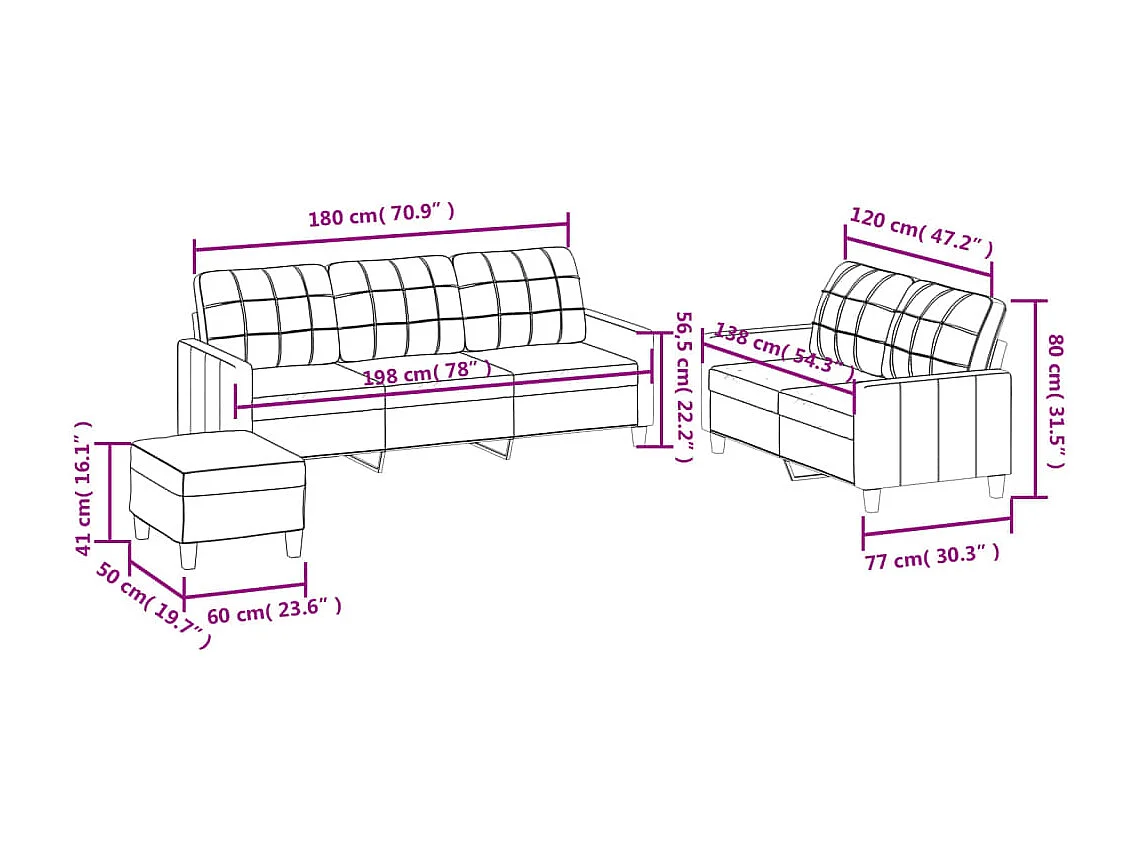 Ensemble de canapés 3 pcs avec coussins Cappuccino Similicuir