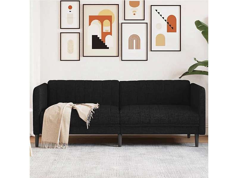 Sofa 3-Sitzer Schwarz Stoff