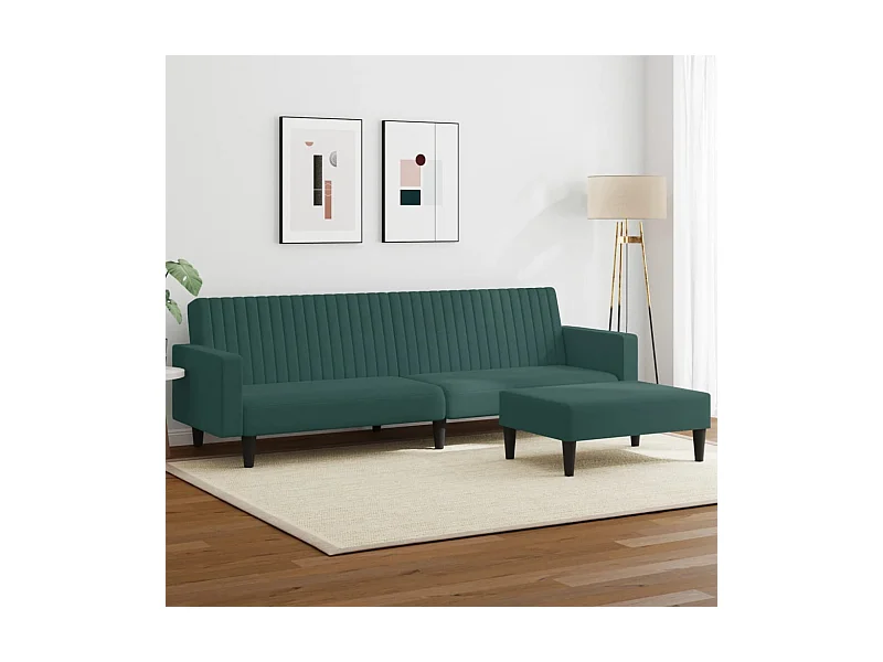 2-tlg. Sofagarnitur Dunkelgrün Samt