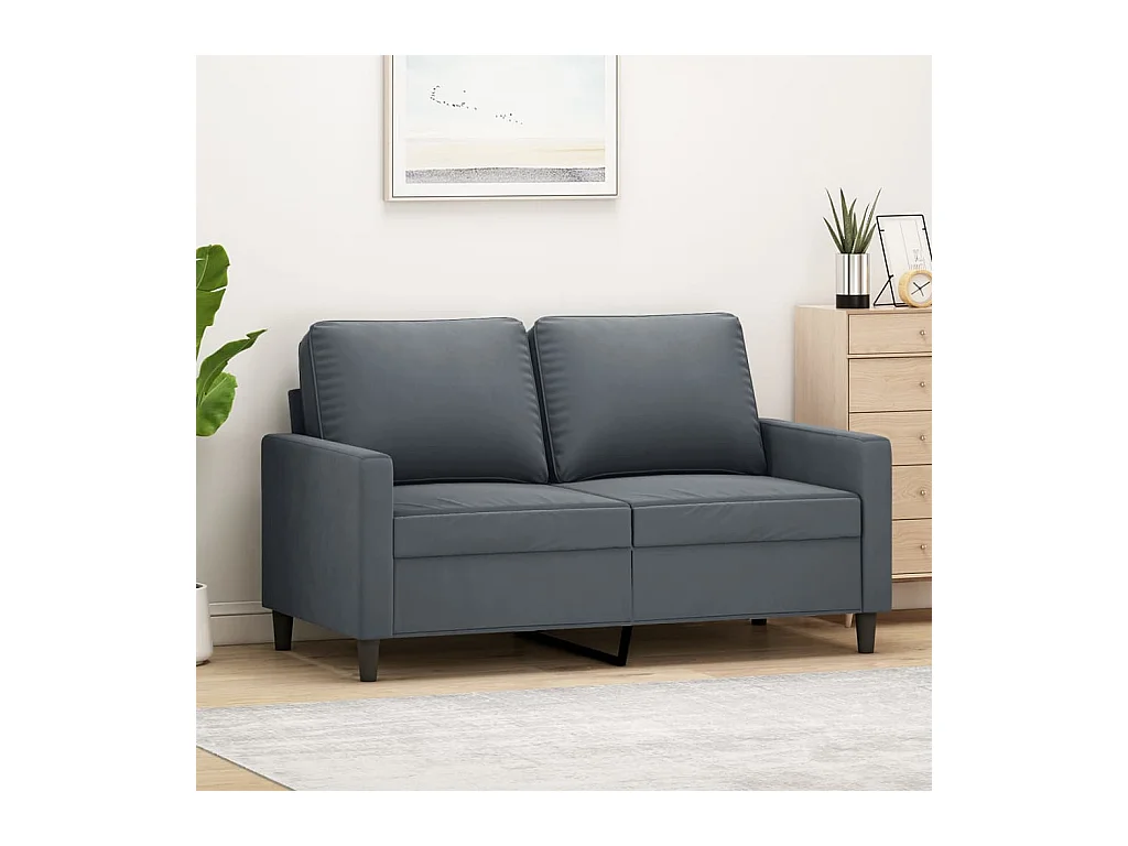 Canapé à 2 places Gris foncé 120 cm Velours