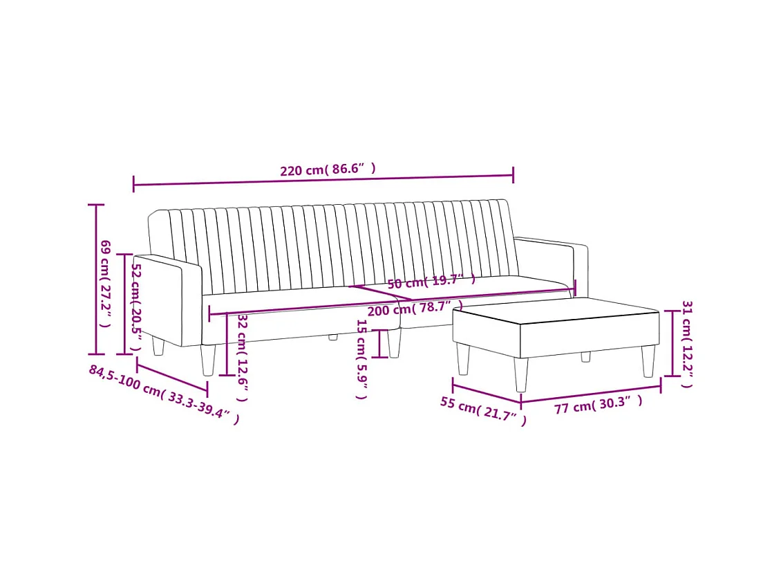 Ensemble de canapés 2 pcs gris similicuir
