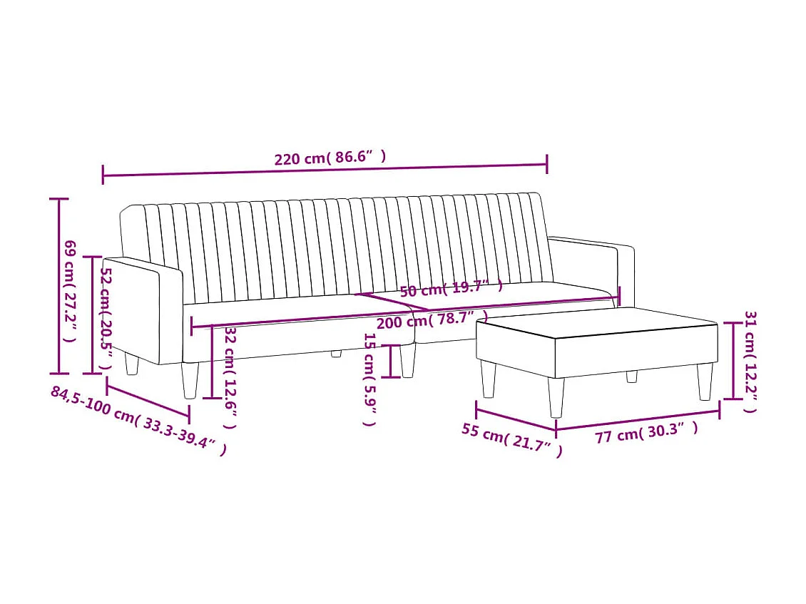 2-delige Loungeset kunstleer grijs