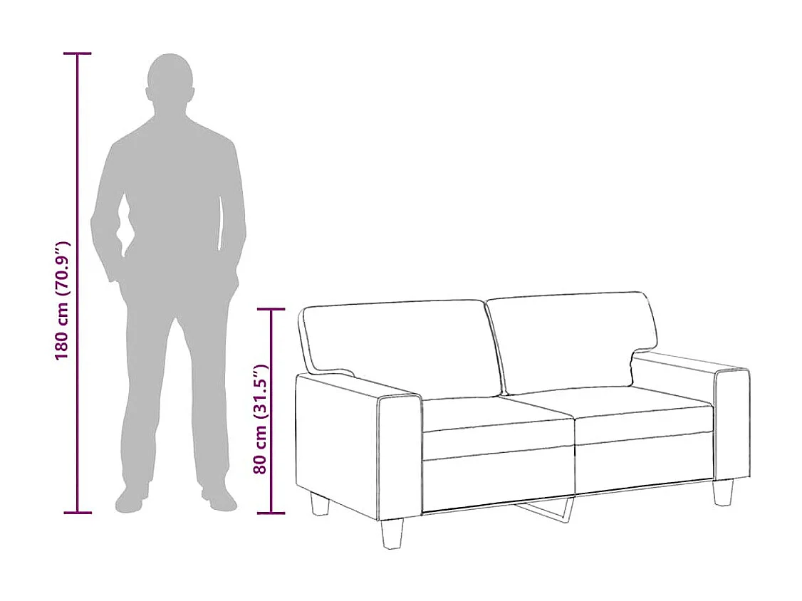 Tweezitsbank 120 cm kunstleer zwart