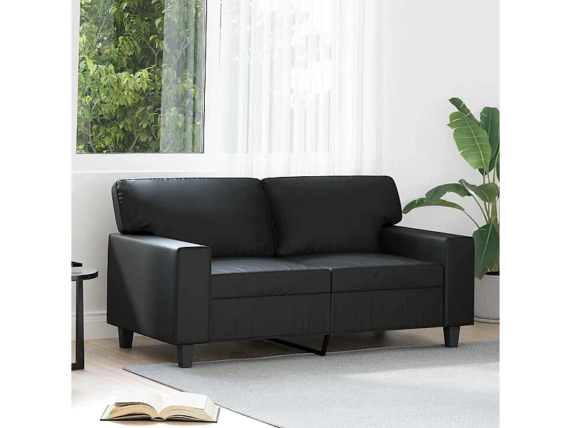 Divano a 2 Posti Nero 120 cm in Similpelle