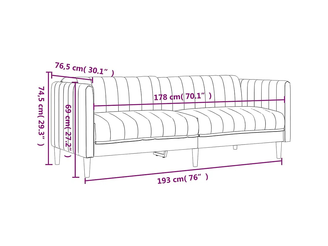 Sofa 3-Sitzer Dunkelgrün Stoff