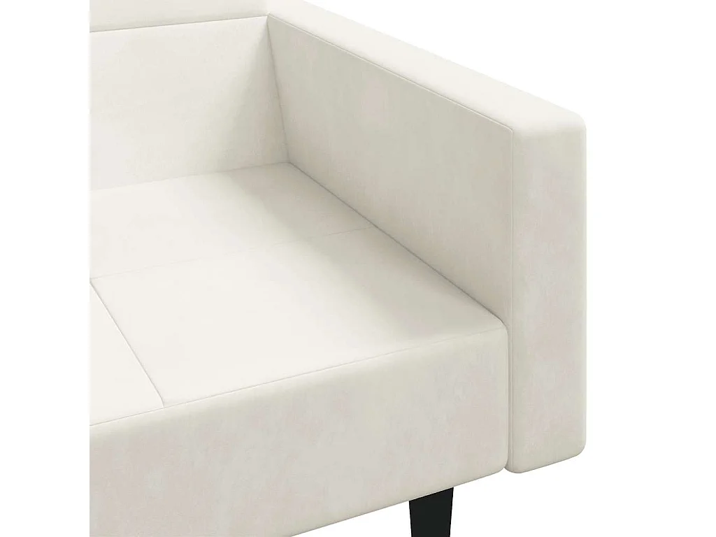 Sofá-cama 2 lugares com duas almofadas veludo cor creme