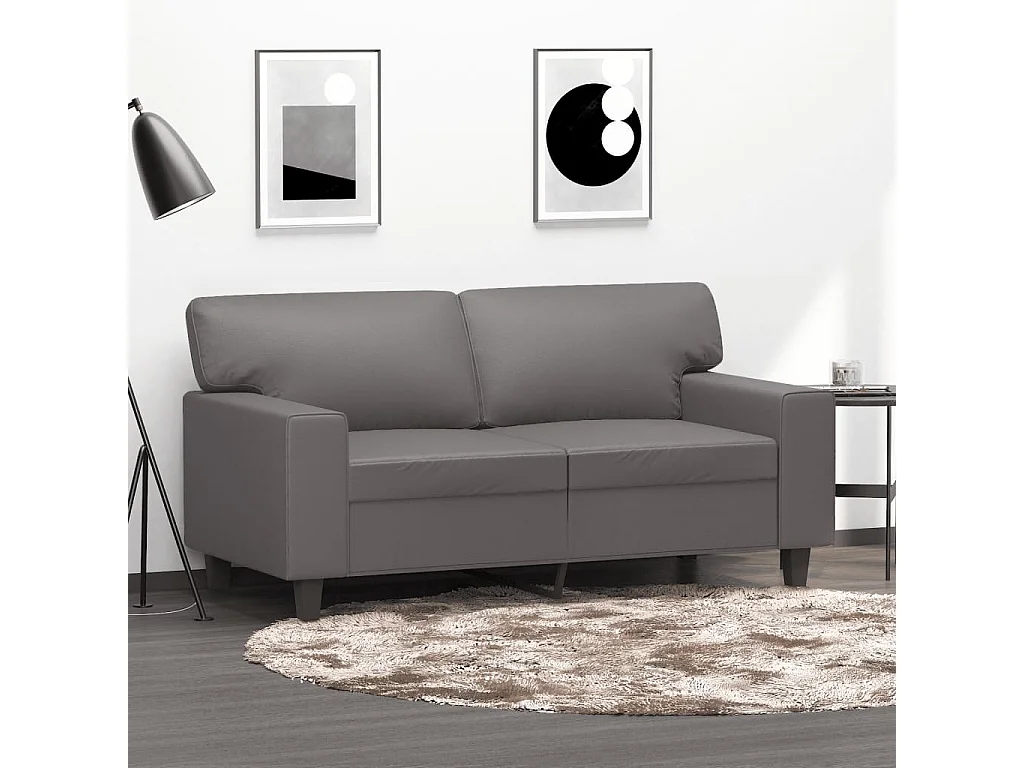 2-Sitzer-Sofa Grau 120 cm Kunstleder