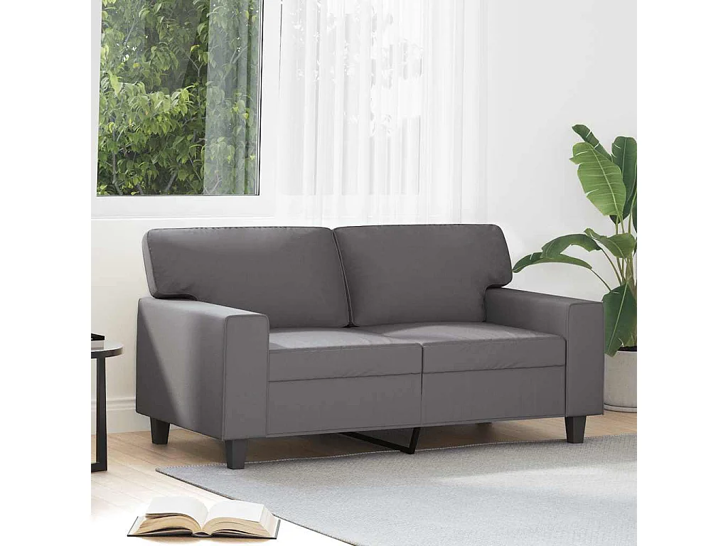 2-Sitzer-Sofa Grau 120 cm Kunstleder