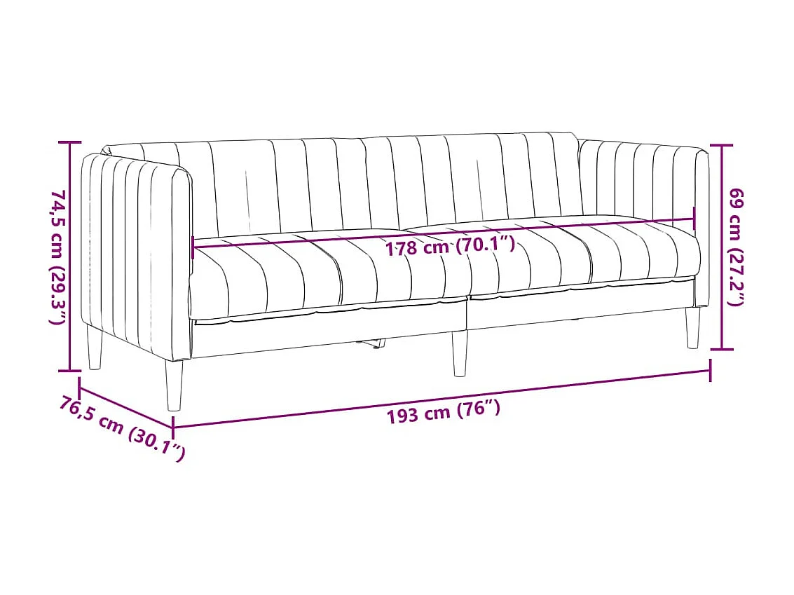 Sofá de 3 lugares camurça artificial castanho