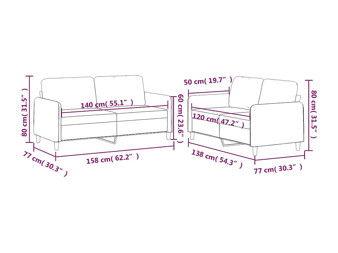 2-delige loungeset met kussens stof zwart