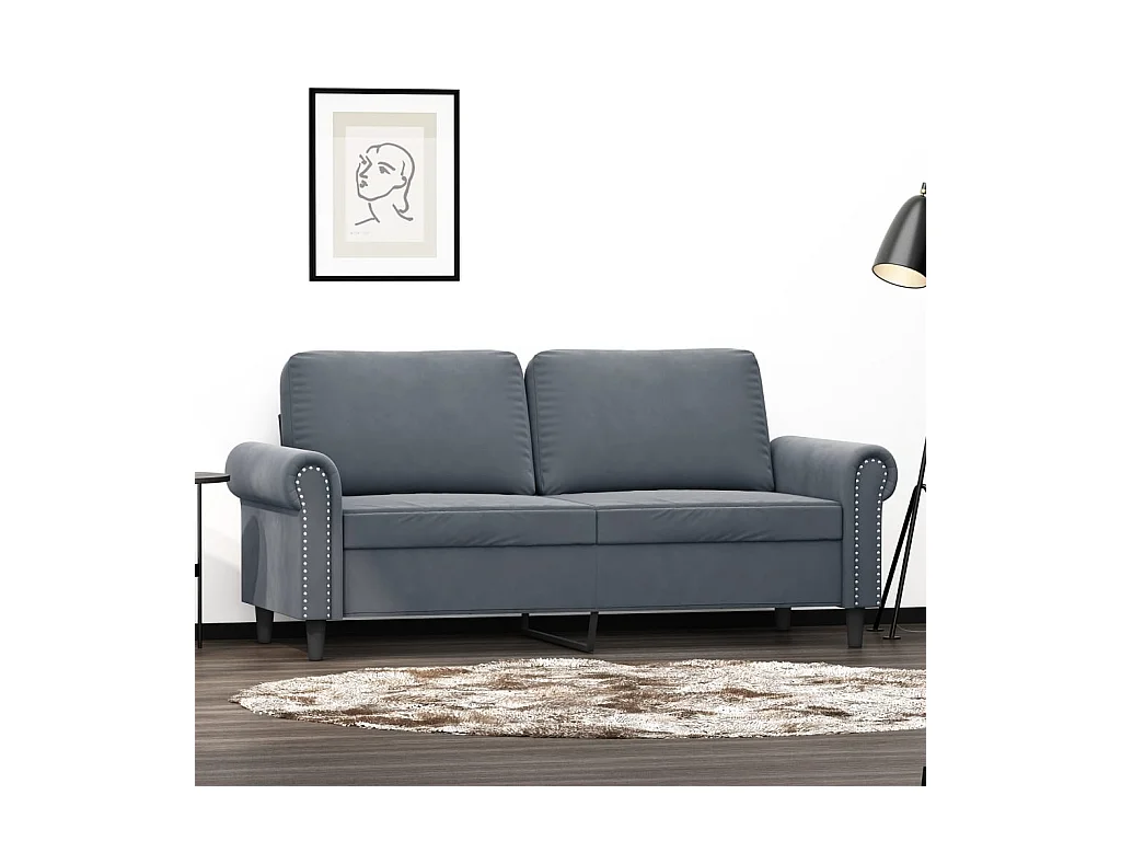 Canapé à 2 places Gris foncé 140 cm Velours