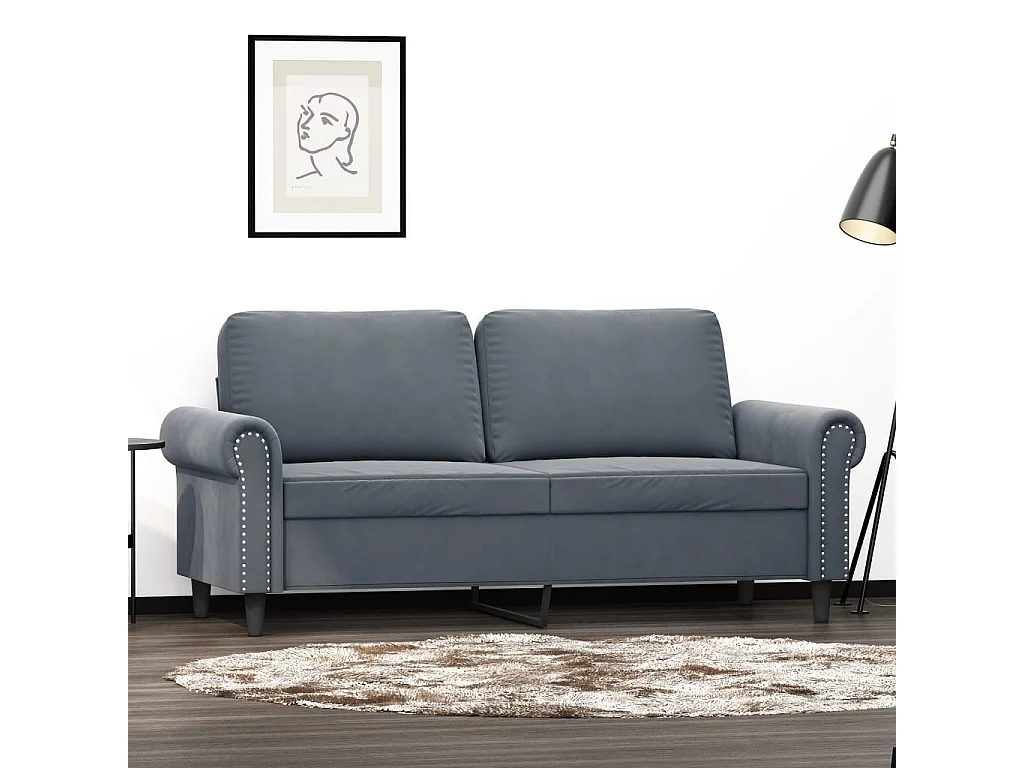 Canapé à 2 places Gris foncé 140 cm Velours