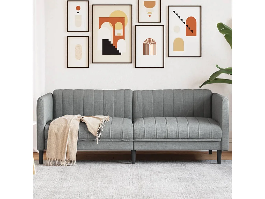 Sofa 3-Sitzer Hellgrau Stoff