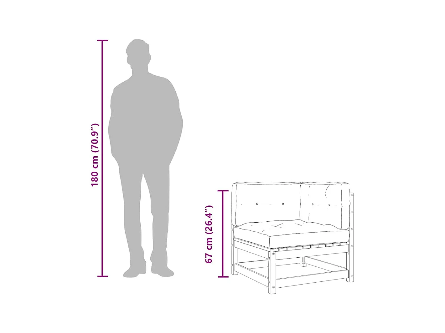 Sofasessel Braun 60 cm Stoff