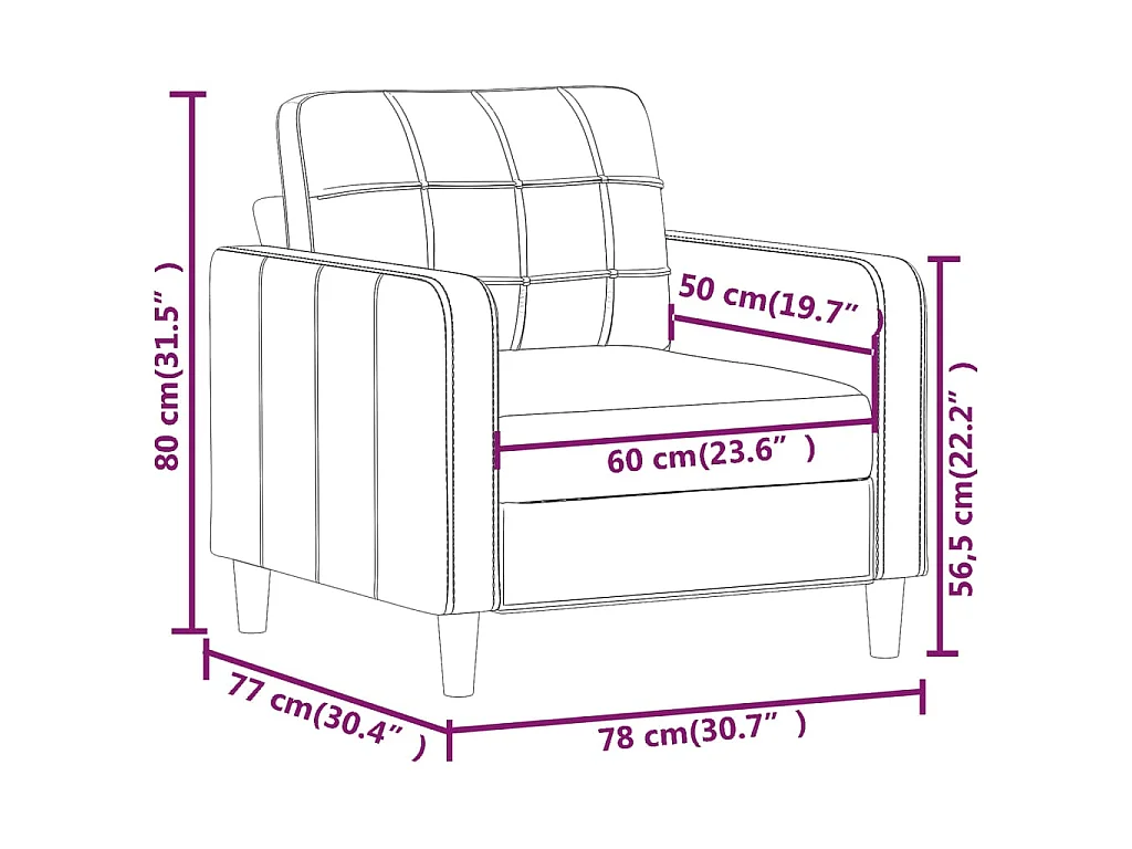 Fauteuil 60 cm stof bruin