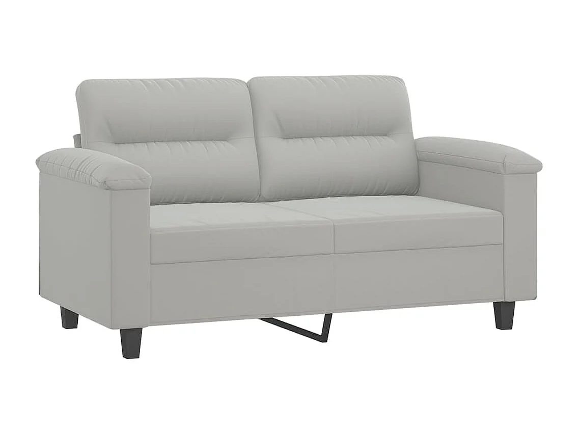 Sofá 2 lugares c/ almofadas 120 cm microfibra cinzento-claro