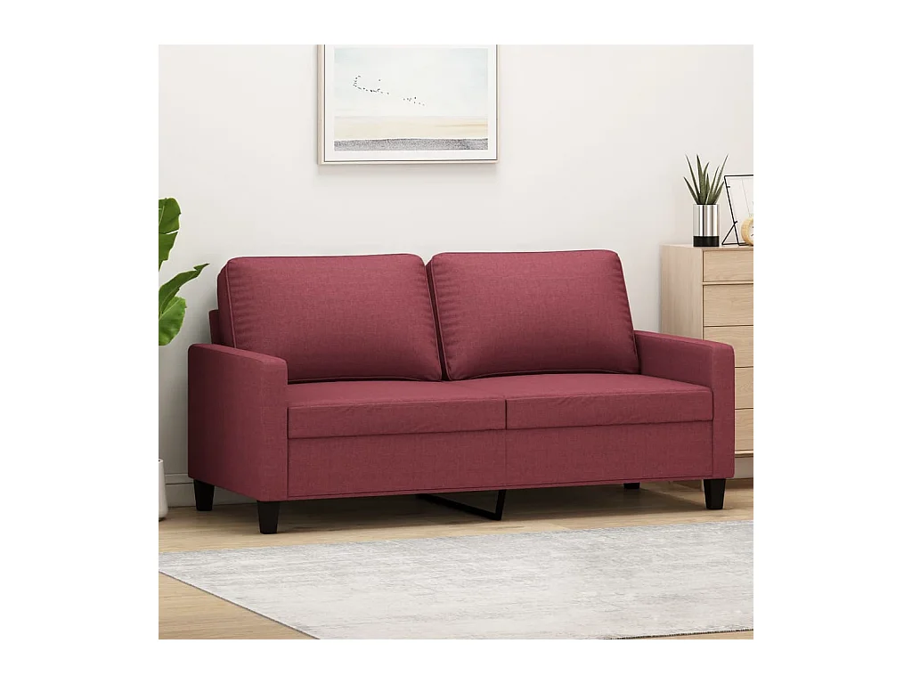 Canapé à 2 places Rouge bordeaux 140 cm Tissu