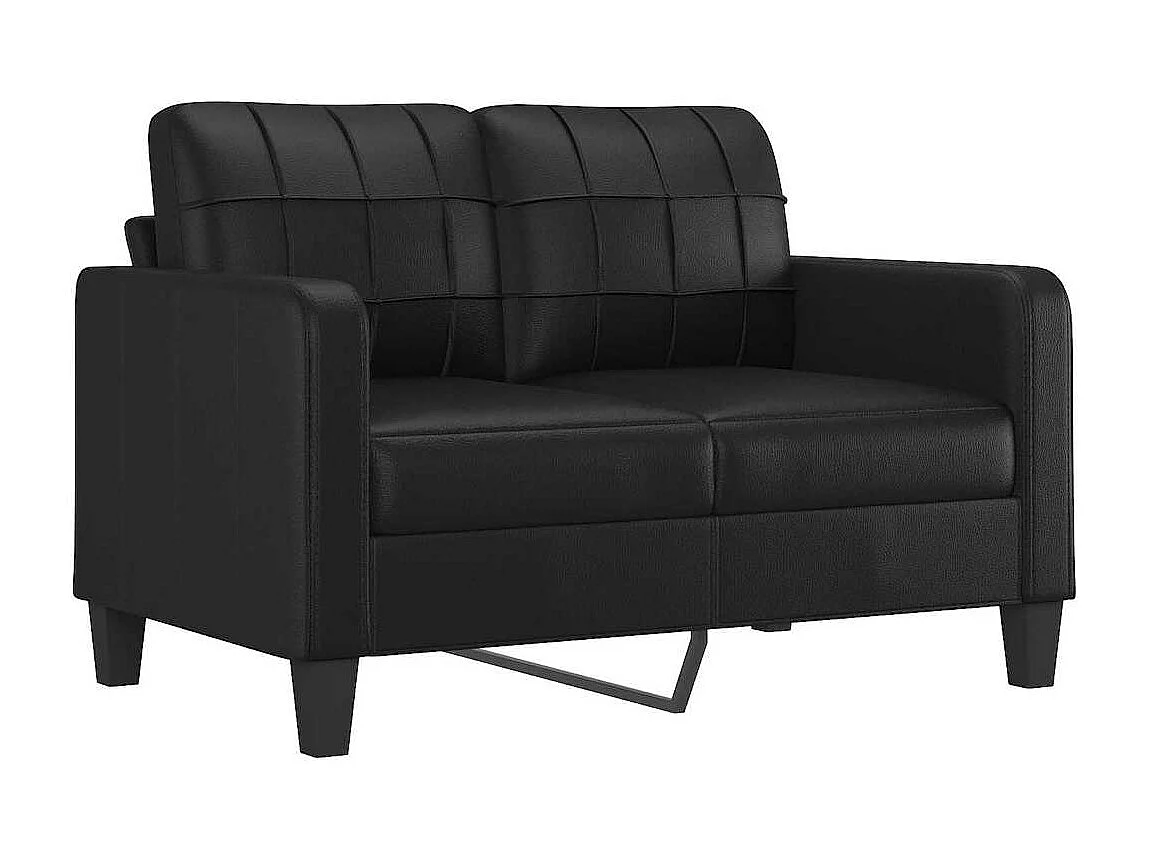 2-Sitzer-Sofa Schwarz 120 cm Kunstleder