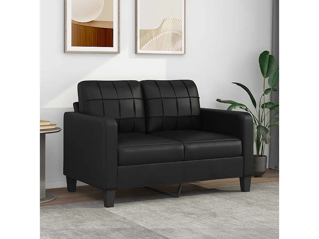 2-Sitzer-Sofa Schwarz 120 cm Kunstleder