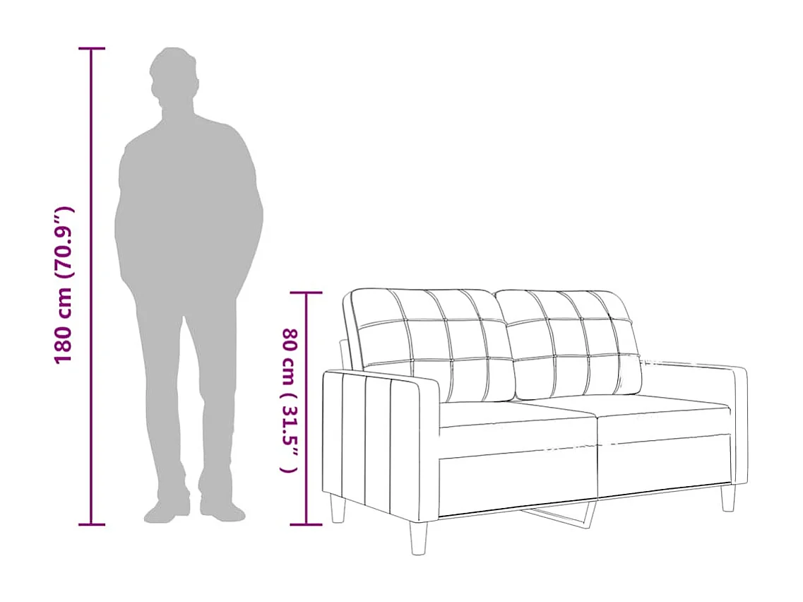2-Sitzer-Sofa Schwarz 120 cm Kunstleder