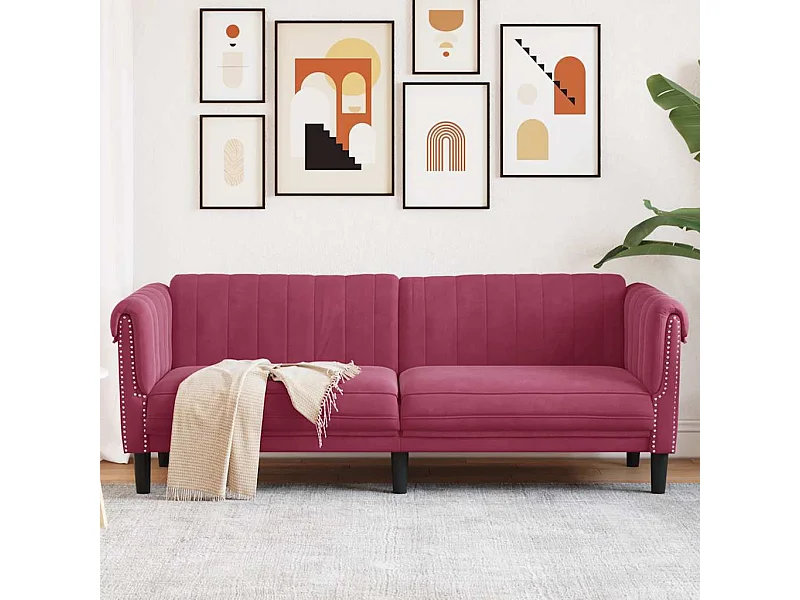 Sofa 3-Sitzer Weinrot Samt