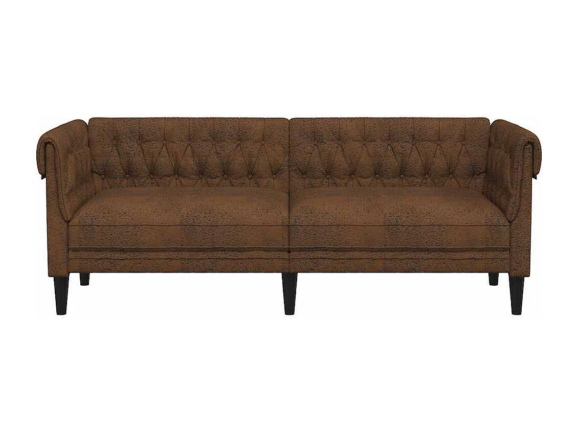 Chesterfield-Sofa 3-Sitzer Braun Stoff