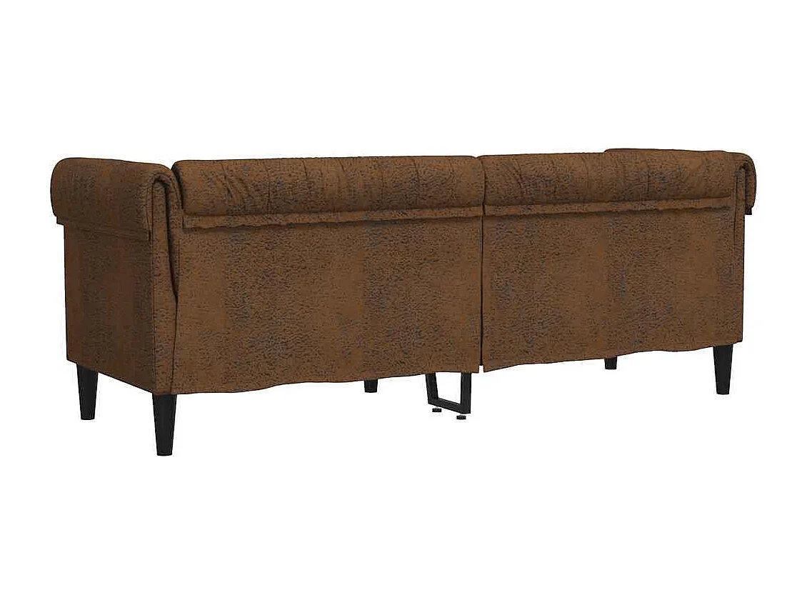 Chesterfield-Sofa 3-Sitzer Braun Stoff