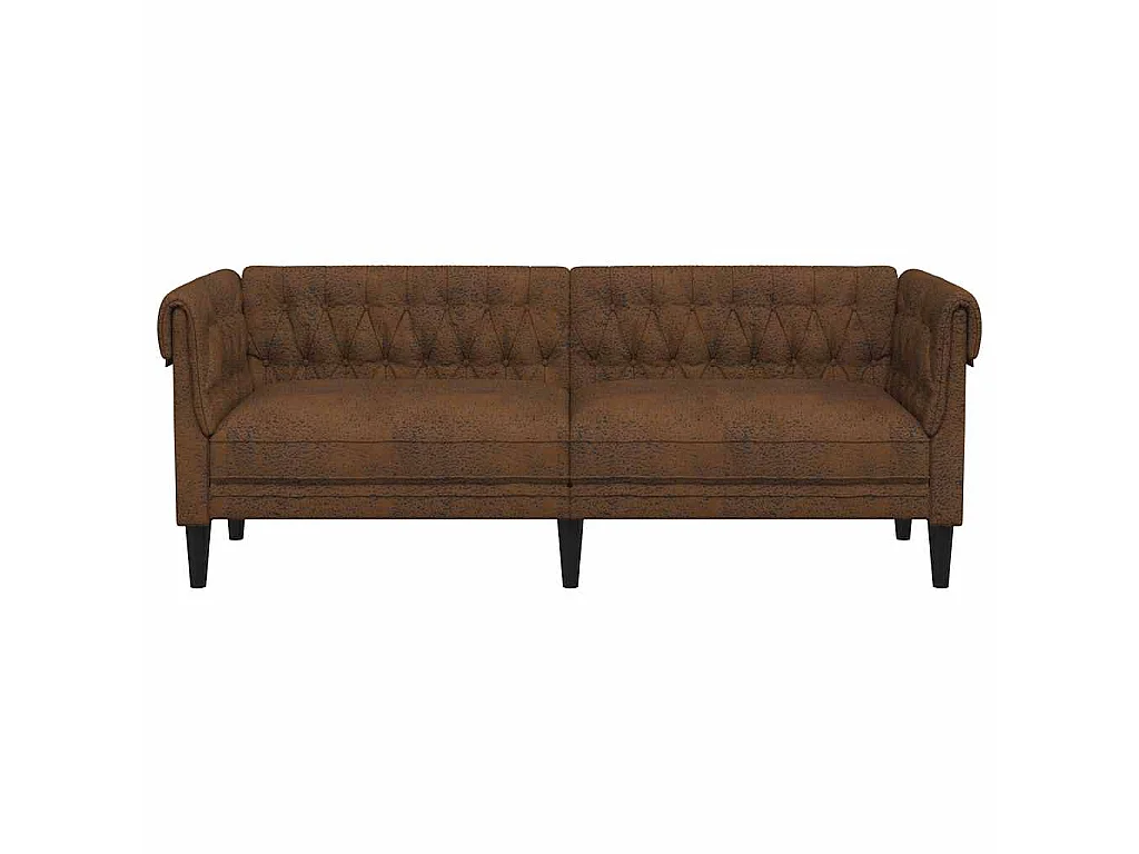 Canapé Chesterfield 3 places marron tissu