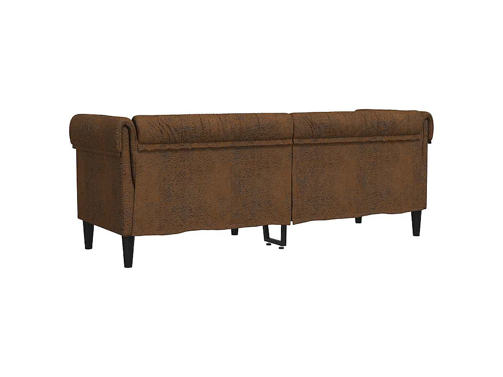 Canapé Chesterfield 3 places marron tissu