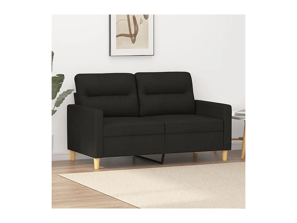 Canapé à 2 places Noir 120 cm Tissu