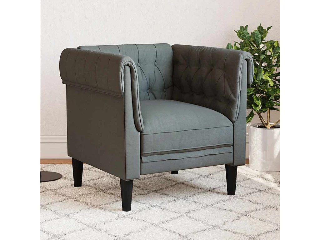 Sillón Chesterfield de tela gris oscuro