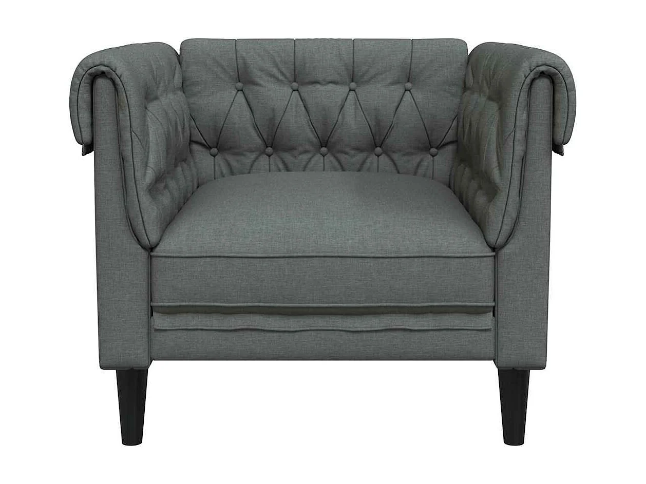 Sillón Chesterfield de tela gris oscuro