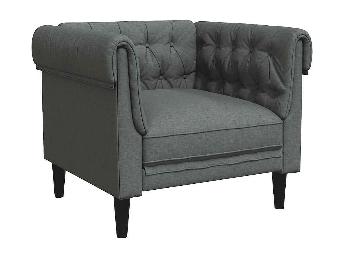 Fauteuil Chesterfield gris foncé tissu