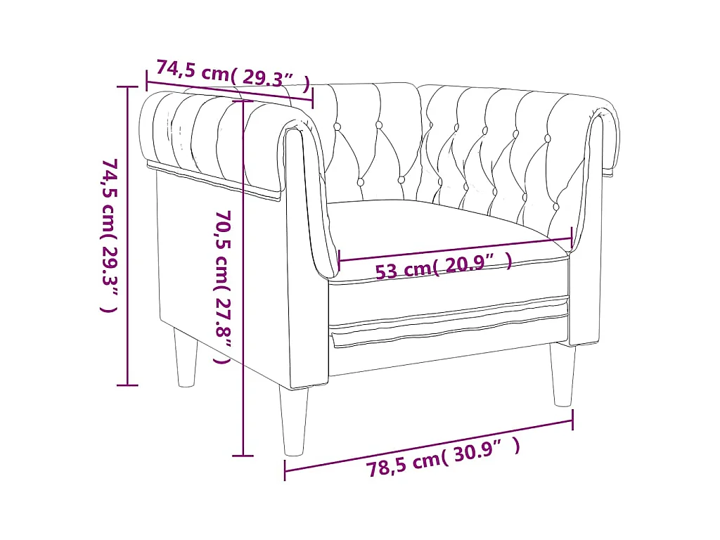 Poltrona Chesterfield Grigio Scuro in Tessuto