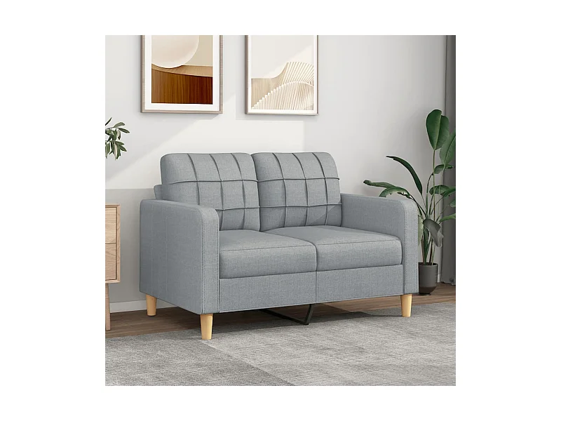 Canapé à 2 places Gris clair 120 cm Tissu