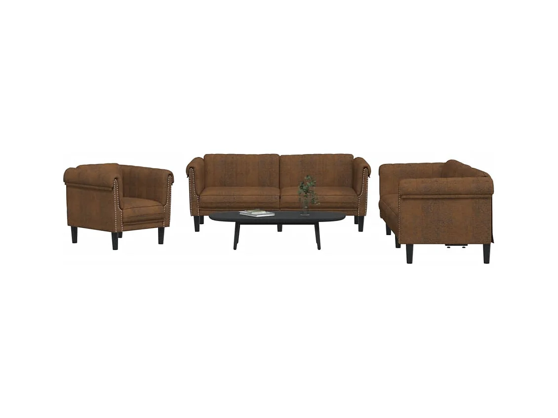 Ensemble de canapés 3 pcs marron velours